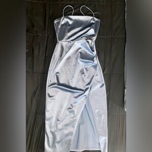 Blue satin dress